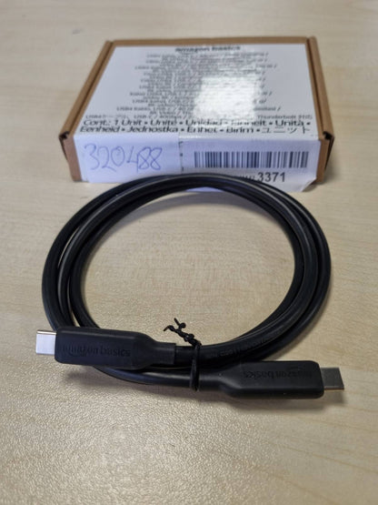 320488 - AMAZON BASICS Kabllo Karikimi të Shpejtë, USB-C në USB-C, 4, 40Gbps, Video 8K, 240W, i Çertifikuar USB-IF, Thunderbolt 4/3, 1 m, i Zi