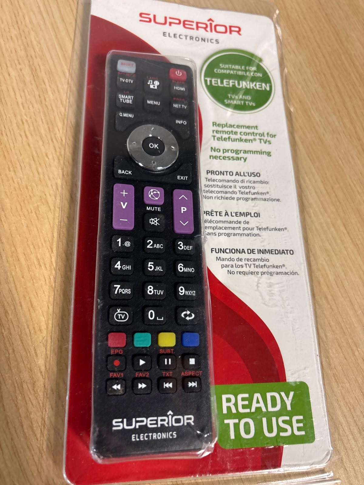 296316 - TELEFUNKEN TELEKOMANDË ZËVENDËSUSE ELEKTRONIKE SUPERIOR - TELEKOMANDË UNIVERSALE E KOMPATIBILE ME TV TELEFUNKEN - GATI PËR PËRDORIM, NUK KËRKOHET PROGRAMIM - PERFTE PËR TV SMART - E ZEZË - SUPTRB016