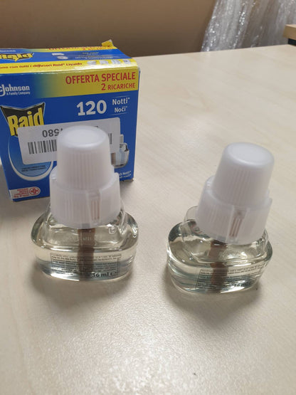 272454 - Raid Lëng elektrik kundër mushkonjave, mbushje e dyfishtë, pa erë, 2 mbushje 36ml, 120 netë