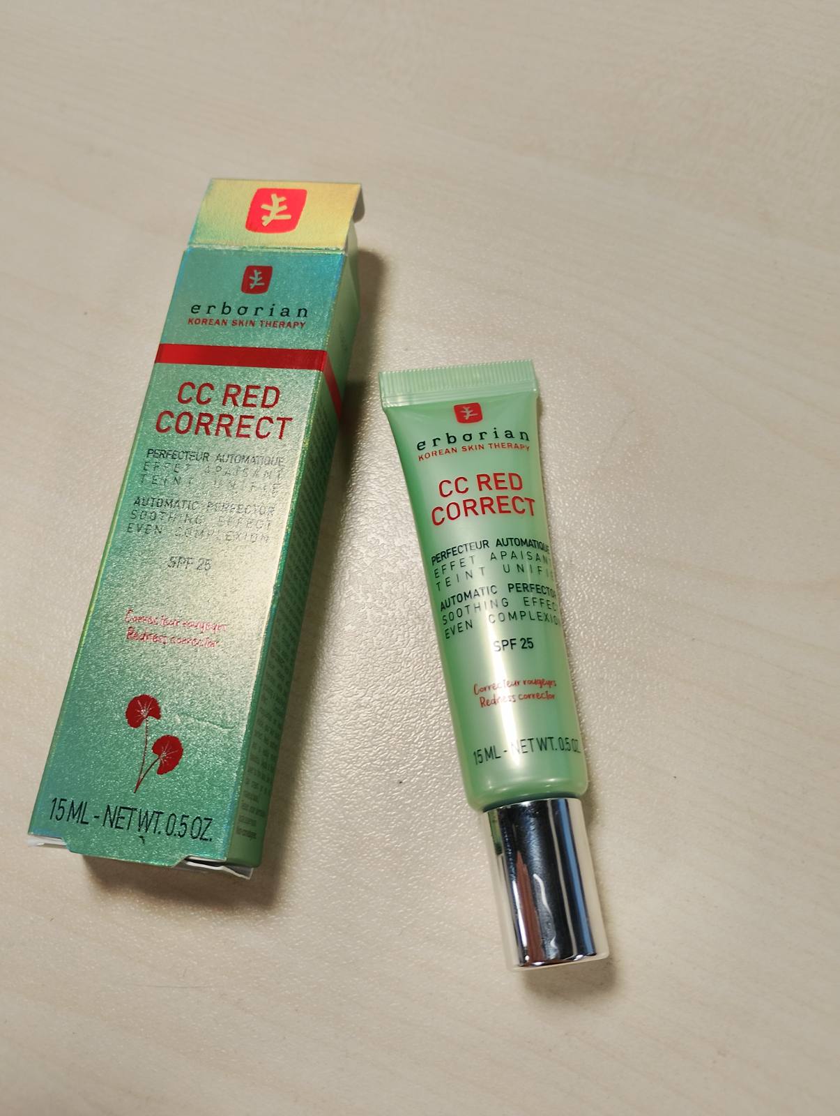 271667 - ERBORIAN Krem me Ngjyrë CC Red Correct, 15 ml, anti-redundancë, SPF 25, trajtim kozmetik korean