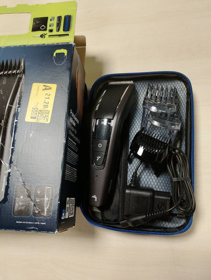 271202 - PHILIPS Makinë Prerëse Flokësh Seria 7000, Teknologji Trim-N-Flow Pro, Modeli HC7650/15, Argjend i Zi