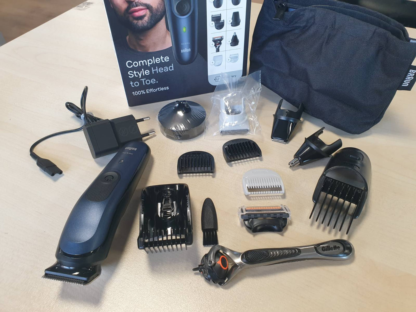 271132 - BRAUN KIT STILIZIMI PËR SHKRUES MJEKRE, Makinë prerëse flokësh për meshkuj, 10-në-1, 100 minuta përdorim, MGK7410 Blu