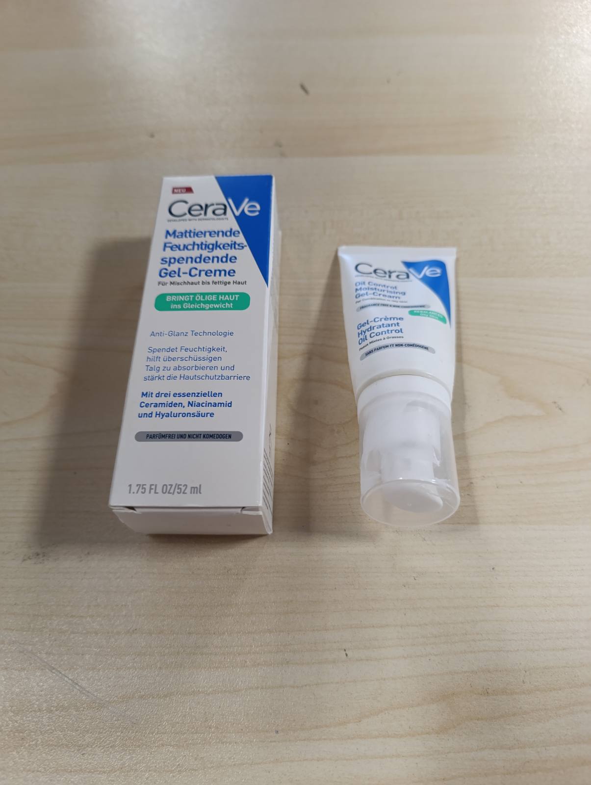 271815 - CeraVe, Xhel-krem hidratues matues, Për lëkurë të yndyrshme, Me acid hialuronik, ceramide dhe niacinamide, 52 ml