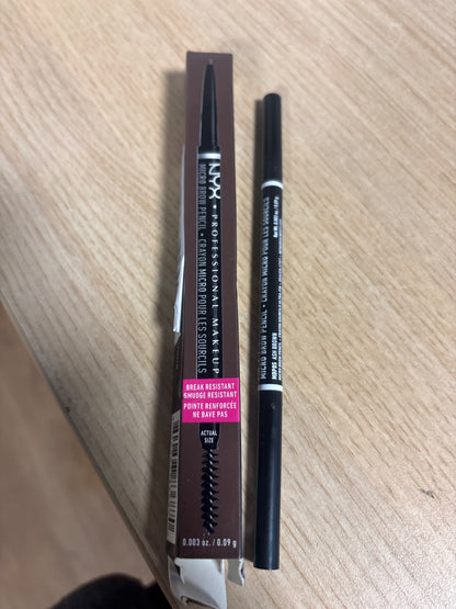 290368 - NYX Professional Grim Laps për vetulla, laps mikro dy anësh me laps automatik dhe furçë, nuanca: Kafe Hiri