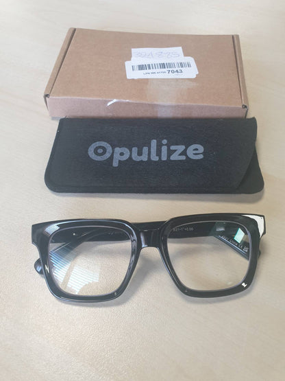 321885 - OPULIZE Syze me Filtër Drite Blu për Burra dhe Gra - Lente Transparente - Anti-reflektuese - Mbrojtje UV400 - Kornizë e Madhe Drejtkëndëshe - +0.00