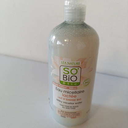 321999 - SO'BIO ÉTIC Ujë Micelar me Qumësht, 500ml, për të gjitha llojet e lëkurës, Cosmebio i Certifikuar