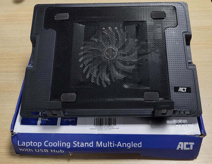 310021 - ACT Mbështetëse Ftohëse për Laptop 17", e Rregullueshme në Lartësi (5 Pozicione Ergonomike), 1 Ventilator Zyre i Qetë, Portë USB - AC8110