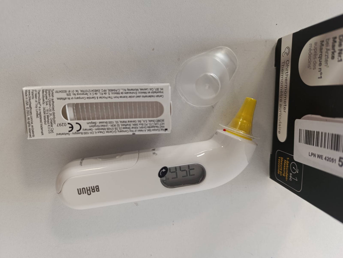 303218 - BRAUN Termometër Veshi ThermoScan 3 IRT3030 | Matje e shpejtë 1-sekondëshe | Tregues i dëgjueshëm i temperaturës | Ekran dixhital | I përshtatshëm për foshnje dhe fëmijë të vegjël