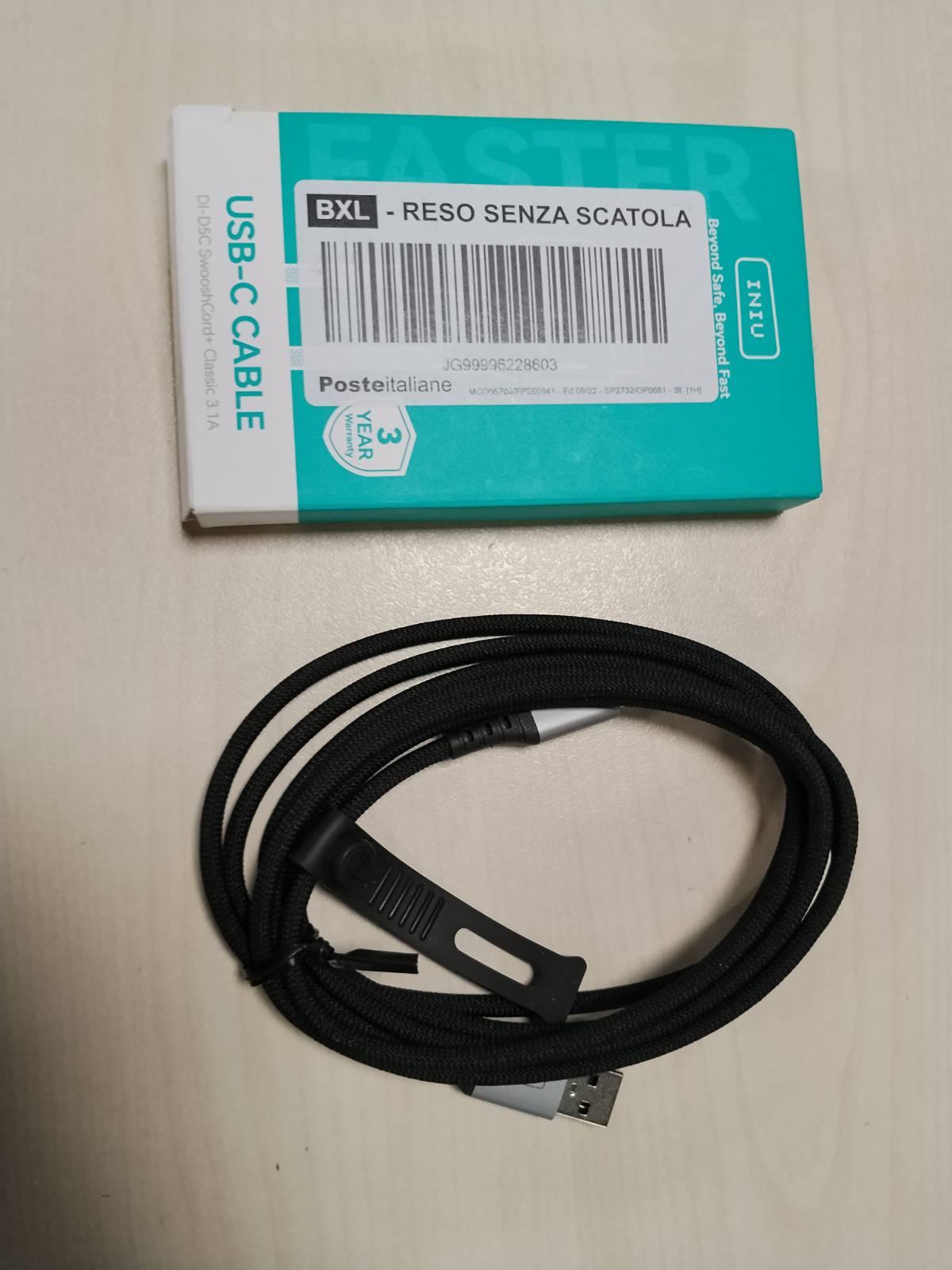310585 - INIU - Kabllo USB Type-C [2m] 3.1A QC 3.0 - Kabllo për karikim të shpejtë - aliazhi të thurur prej najloni - i pajtueshëm me iPhone 17 16 Pro Max, Samsung S25 24 Ultra, Xiaomi iPad