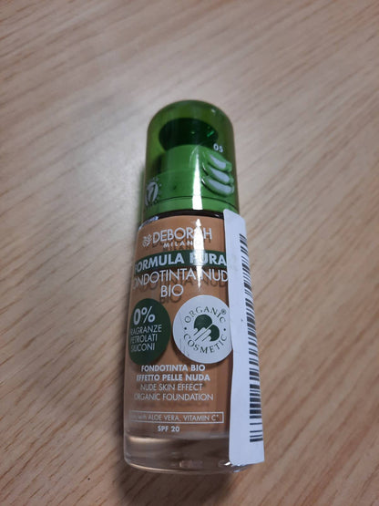 303347 - DEBORAH MILANO - Fondatinë Pure Formula Nude BIO, n.05 Bajame, me vitaminë C dhe Aloe Vera, SPF 20, Teksturë e lëngshme, 30 ml