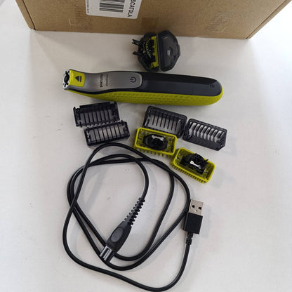302795 - PHILIPS OneBlade QP2834/31, Makinë elektrike për prerjen e mjekrës, 360 gradë, 3 tehe, 4 krehëra (1, 2, 3, 5 mm)