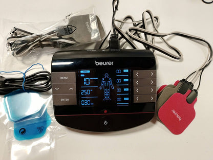 335780 - BEURER Pajisje dixhitale TENS/EMS EM 89, 4-në-1 për terapi dhimbjesh, stimulim muskujsh, masazh dhe terapi nxehtësie, 8 elektroda, bateri të rikarikueshme