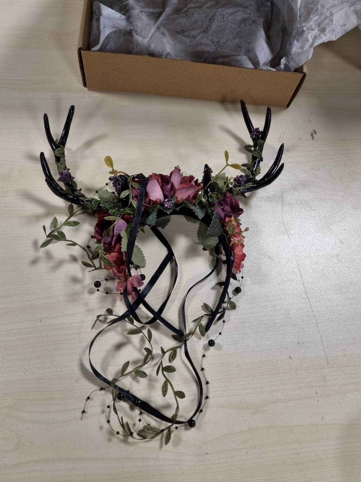 336178 - MOSTORY Antlers, mbulesë koke me lule, kostum i Rilindjes, për kostum karnaval, estetikë për Cosplay
