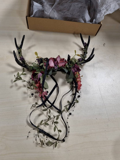 336178 - MOSTORY Antlers, mbulesë koke me lule, kostum i Rilindjes, për kostum karnaval, estetikë për Cosplay