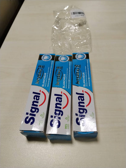 308087 - SIGNAL – Pastë dhëmbësh zbardhuese, 4 x 75 ml, 8 nivele zbardhimi, efekt prebiotik, 96% përbërës natyralë