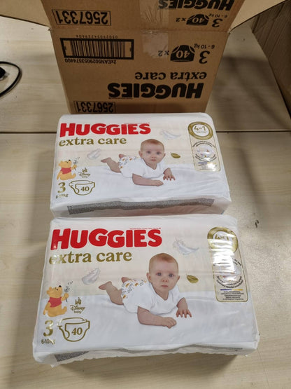336240 - HUGGIES Extra Care, 80 Pelena, Madhësia 3 (4-9 kg), Pako Standarde