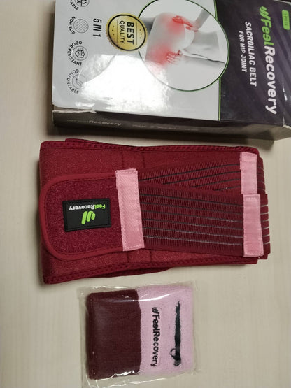 336281 - Rrip Sakroiliak SI për Gra dhe Burra, Neopren, i Rregullueshëm dhe i Frymëmarrshëm (S/M, Bordo)