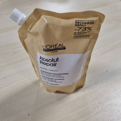303268 - L'OREAL PROFESSIONNEL Shampo Ristrukturuese e Menjëhershme Absolut Repair, 500ml, për Burra dhe Gra, 77% Më Pak Dëmtime, 7x Më Shumë Shkëlqim, Flokë të Tharë dhe të Dëmtuar