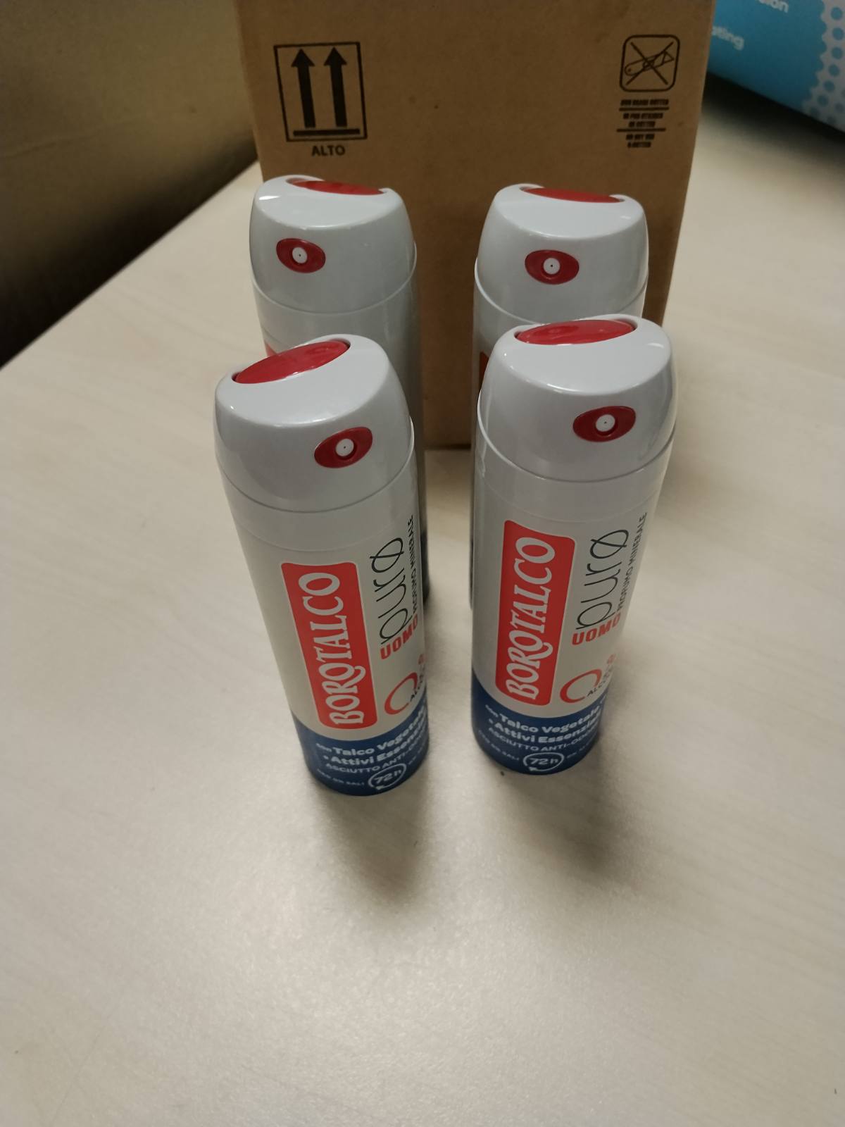 311996 - BOROTALCO Deodorant Sprej i Pastër për Burra, me Talk Esencial, Formulë pa Alkool dhe Alumini, 4 Shishe 150 ml