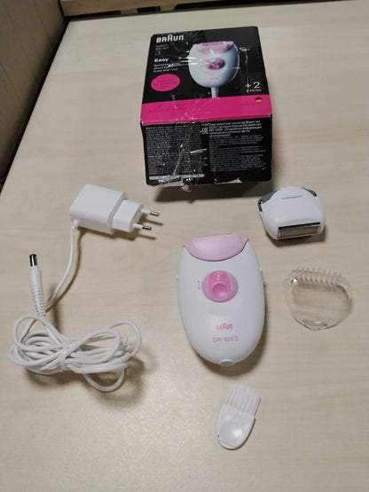 311191 - BRAUN Depilator elektrik Silk-Épil 3 për femra, aksesorë, model 3-031, i bardhë/rozë