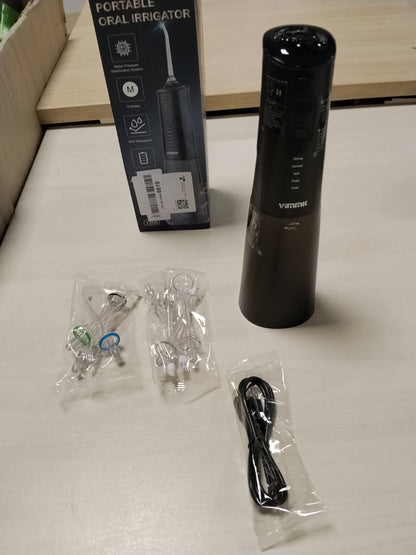 311418 - VIMMK Ujitës Oral pa Tel - Pastrues Uji i Rikarikueshëm, IPX7, i Rezistent ndaj Ujit, për Shtëpi dhe Udhëtim, ngjyra e zezë
