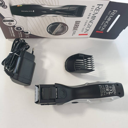 311331 - REMINGTON - Set prerësesh për mjekër për meshkuj, 9 cilësime gjatësie 1.5-18 mm, funksionim me rrjet/bateri, tregues LED, MB320C