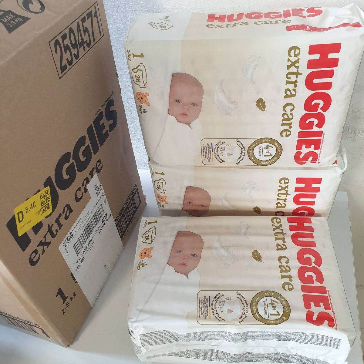 311532 - Huggies Pelena Extra Care për foshnje - Madhësia 1 (2 deri në 5 kg) - 84 pelena me tregues lagështie