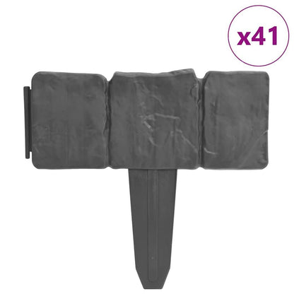 336037 - VidaXL Gardh plastik për kopsht/lëndinë , me pamje guri, 41 copë, 10 m