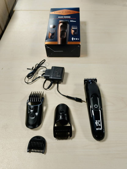 336205 - KING C. GILLETTE Kit prerës mjekre për meshkuj, 1 kokë, 3 krehëra prerës, 1 furçë, 1 karikues, brisk elektrik për mjekër