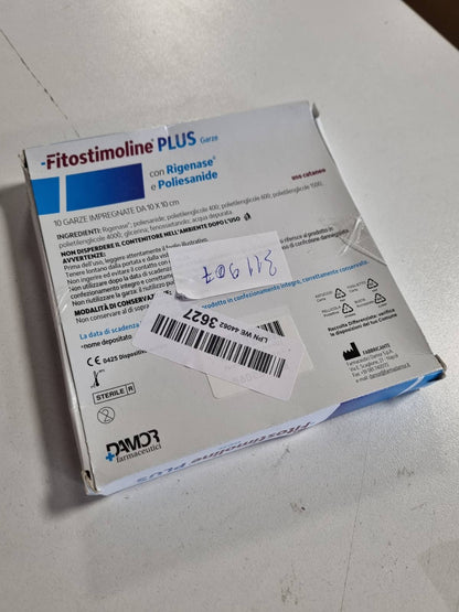 311907 - DAMOR - Fitostimoline Plus Garzë Sterile e Impregnuar për Fashimin e Djegieve dhe Plagëve të Lëkurës, 10x10 cm