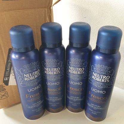 311725 - NEUTRO ROBERTS Deodorant Sprej për Burra Mediterranean Essence, me Anti-Erë, Zero Alkool, 150 ml - 4 copë