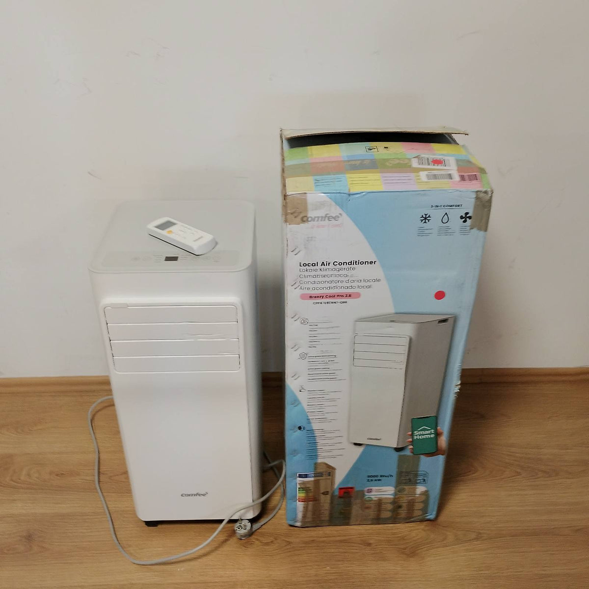 288171 - COMFEE Kondicioner Portativ Breezy Cool Pro 2.6, 9000 BTU 2.6kW, Ftohje, Ventilim dhe Heqje Lagështie, Kontroll me Aplikacion, Madhësi Dhome deri në 88m³ (33㎡), me Tub Shkarkimi [Klasa e Energjisë A]