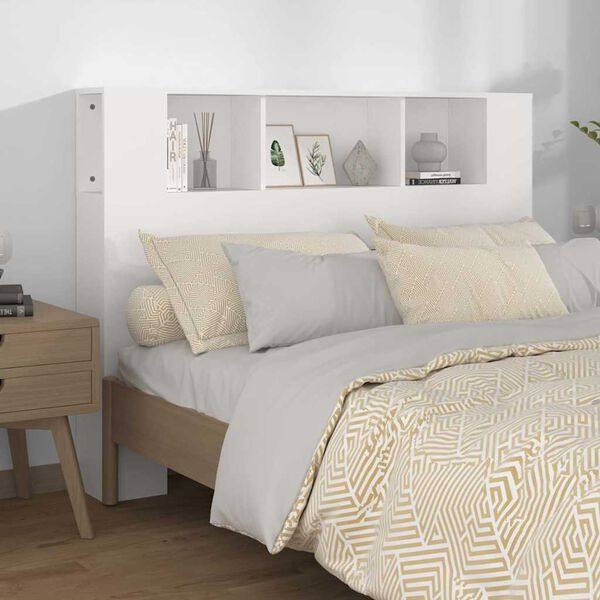 334520 - vidaXL Dollap për Kokën e Shtratit me Rafte 140x18,5x104,5 cm Ngjyrë e Bardhë -