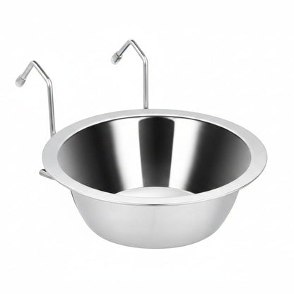234498 - Tas i varur prej çeliku inox me mbajtëse me kapëse, për zogj, për ushqim, ujë dhe fara, 10 ons.