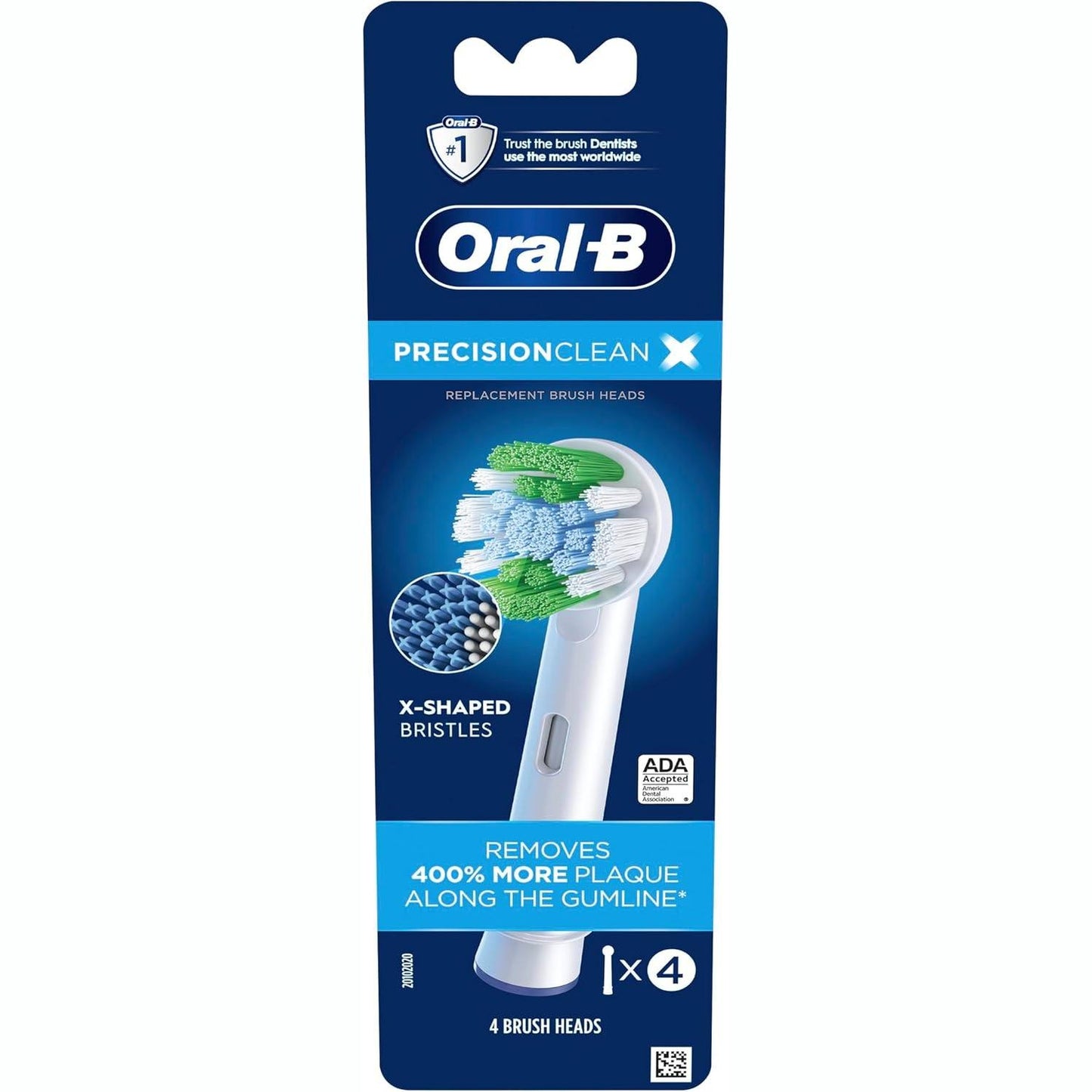 158753 - Koka zëvendësuese furçash elektrike për furça dhëmbësh Oral-B Precision Clean X-Filament për heqjen e avancuar të pllakës, të pajtueshme me seritë Oral-B Pro, Genius, Smart & Vitality, me 4 copë