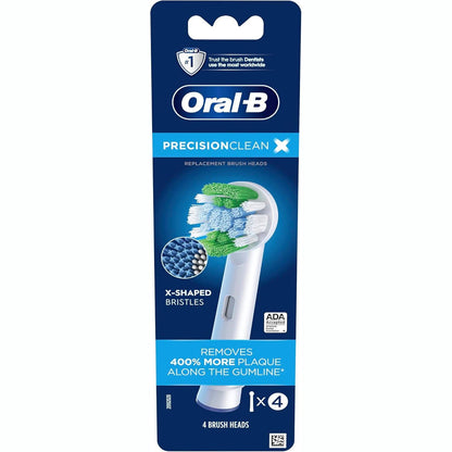 158753 - Koka zëvendësuese furçash elektrike për furça dhëmbësh Oral-B Precision Clean X-Filament për heqjen e avancuar të pllakës, të pajtueshme me seritë Oral-B Pro, Genius, Smart & Vitality, me 4 copë