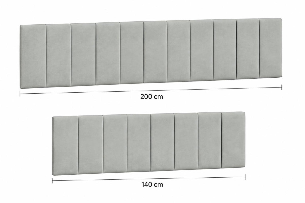 334203 - VIDA XL 2 copë kokë krevati të veshura me kadife, gri e çelët – 200 cm dhe 140 cm