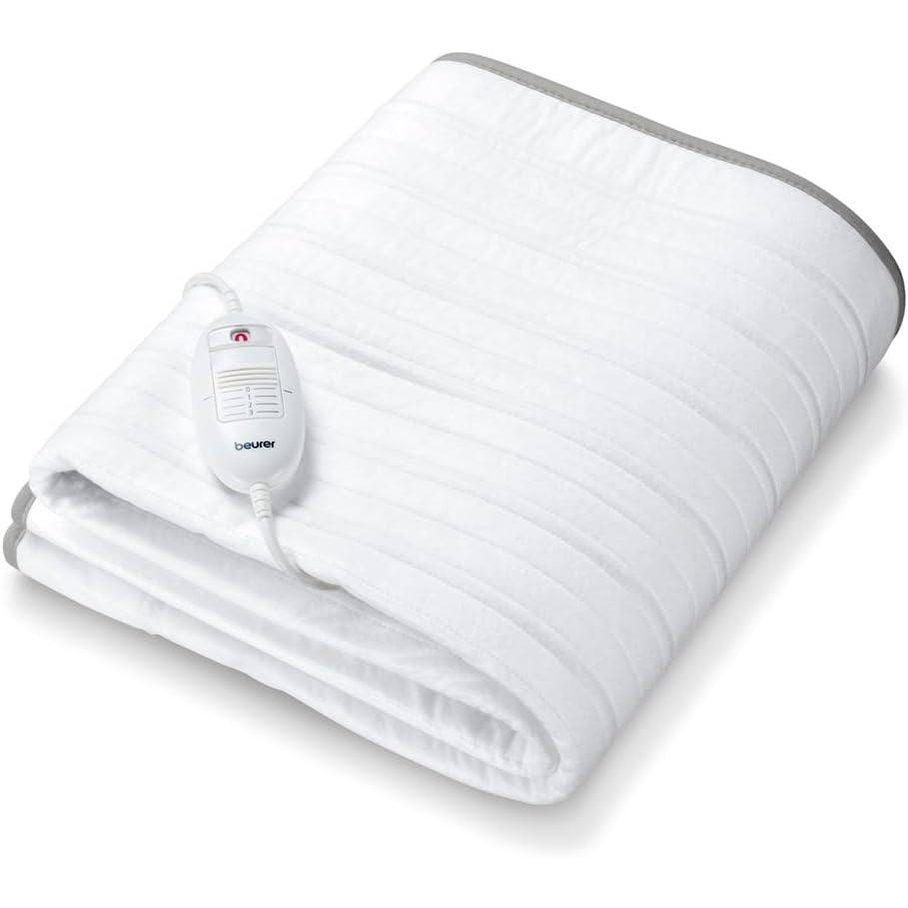 318714 - Dyshek elektrik Beurer TS 17, material i butë prej pelushi (fleece), që nuk rrëshqet falë fiksimit me shirit elastik, 3 nivele temperature, 150x80 cm, sistem sigurie, çelës i heqshëm, lahet në lavatriçe në 30°C, ngjyrë gri.