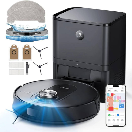 281089 - PROSCENIC Q8 Max Fshesë Robotike me Mapim 6000Pa, Kohë punimi 200 minuta, Zbrazje Automatike 60 ditë, Pastrim dhe Fshesë Dyshemesh, Navigim LiDAR, Kontroll APP/Wifi/Siri
