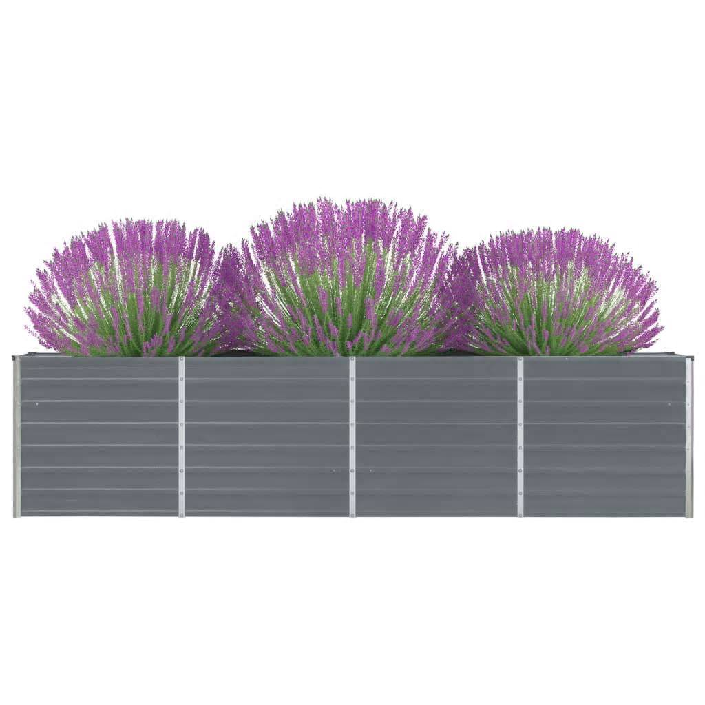 212323 - vidaXL Shtrat Kopshti i Ngritur 320x40x77 cm, Gri Çelik i Galvanizuar