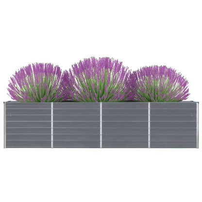 212323 - vidaXL Shtrat Kopshti i Ngritur 320x40x77 cm, Gri Çelik i Galvanizuar