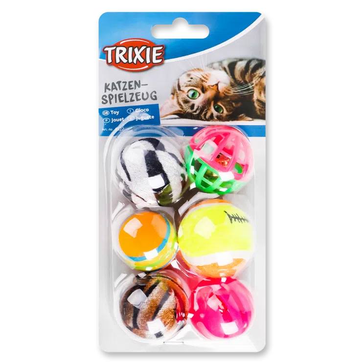 220654 - Set of 6 different Trixie cat balls, 3.5–4 cm in diameter.