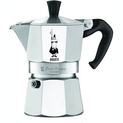 190446 -Bialetti - Moka Express: aparat kafeje espresso për sobë, ikonik, përgatit kafe autentike italiane, moka për 1 filxhan (2 oz - 60 ml), alumini, ngjyrë e argjendtë.