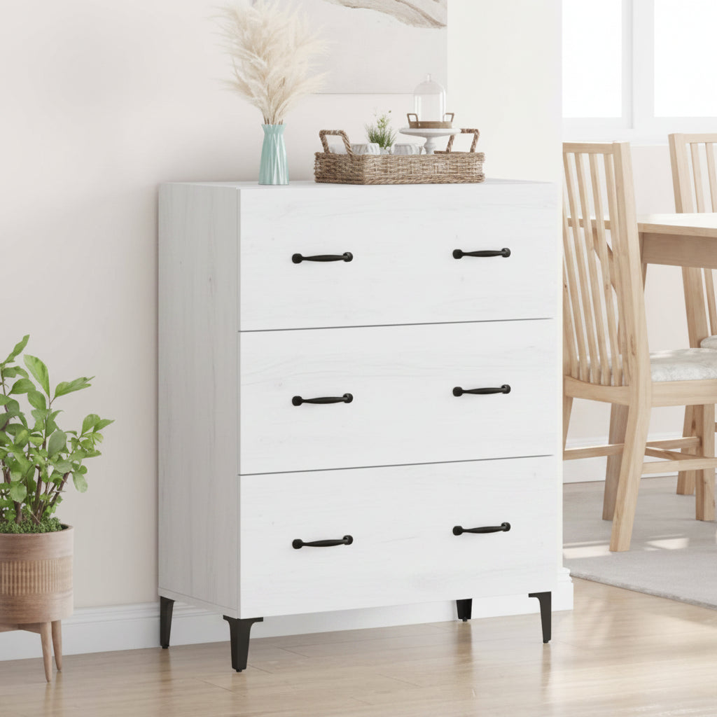 265513 - vidaXL Sideboard i Bardhë 69.5x34x90 cm prej Druri të Inxhinieruar