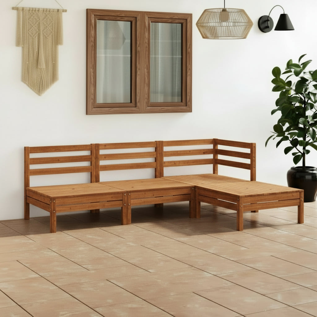 265183 - vidaXL Set Lounge Kopshti 4 Pjesësh prej Druri Pishe të Fortë