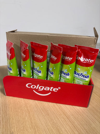 334537 - COLGATE – Max Fresh Fruit Fusion – Pastë dhëmbësh me freski të frymëmarrjes 10 herë më të qëndrueshme dhe me shije lime të thartë – Paketë me 6 × 75 ml