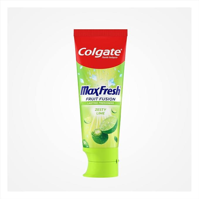 298520 - COLGATE – Pastë dhëmbësh Max Fresh Fruit Fusion, freski e frymës deri në 10 herë më të qëndrueshme, me shije lime acid, paketim 6 × 75 ml.