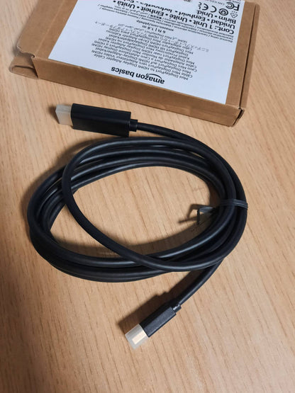298716 - Amazon Basics Kabllo HDMI në Mini DisplayPort, 1080p, me lidhje të veshura me ar, 1.83 m, e zezë.