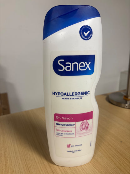295143 - Xhel dushi Sanex Derma Care për lëkurë të ndjeshme, hipoalergjik, pa sapun, pa ngjyrues, me hidratim 12 orësh