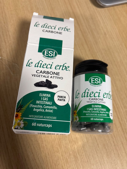 229462 - Esi Le Dieci Erbe Activated Vegetable Carbon 60 Naturcaps – Esi Le Dieci Erbe Karbon aktiv bimor, 60 kapsula natyrale.